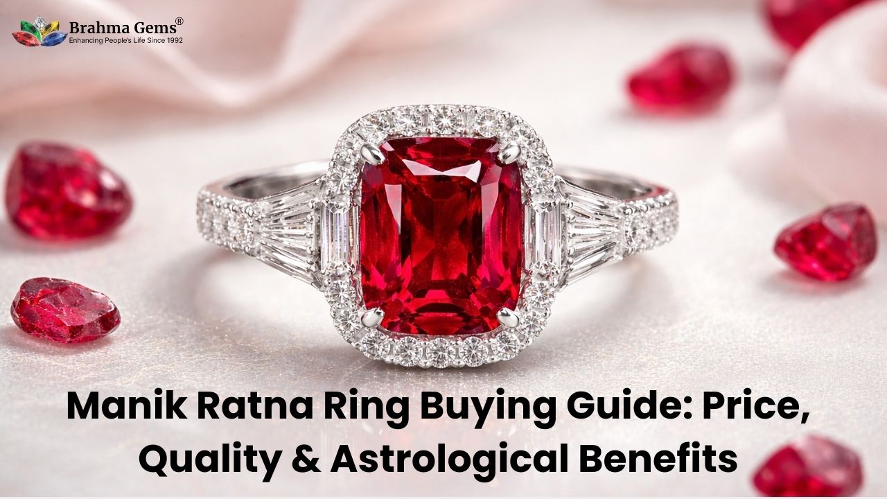 Beautiful Manik Ratna ruby ring with diamond halo on light color background – luxury gemstone jewelry